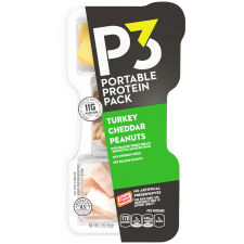 P3 Portable Protein Pack Turkey, Peanuts Cheddar Cheese, 2 oz Tray