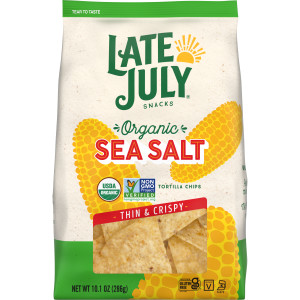 Late July Snacks Thin and Crispy Organic Tortilla Chips with Sea Salt, 10.1 oz Bag
