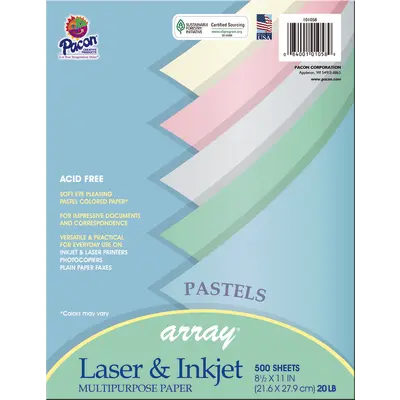 Pacon Multi-Purpose Paper, 5 Assorted Pastel Colors, 8-1/2