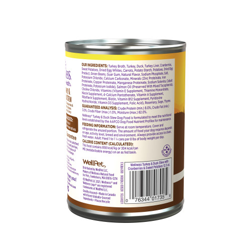 Wellness Complete Health Stews Turkey & Duck back packaging