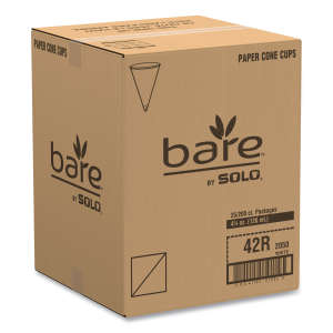 Solo, Cone Water Cups, ProPlanet Seal, Cold, Paper, 4.25 oz, Rolled Rim, White