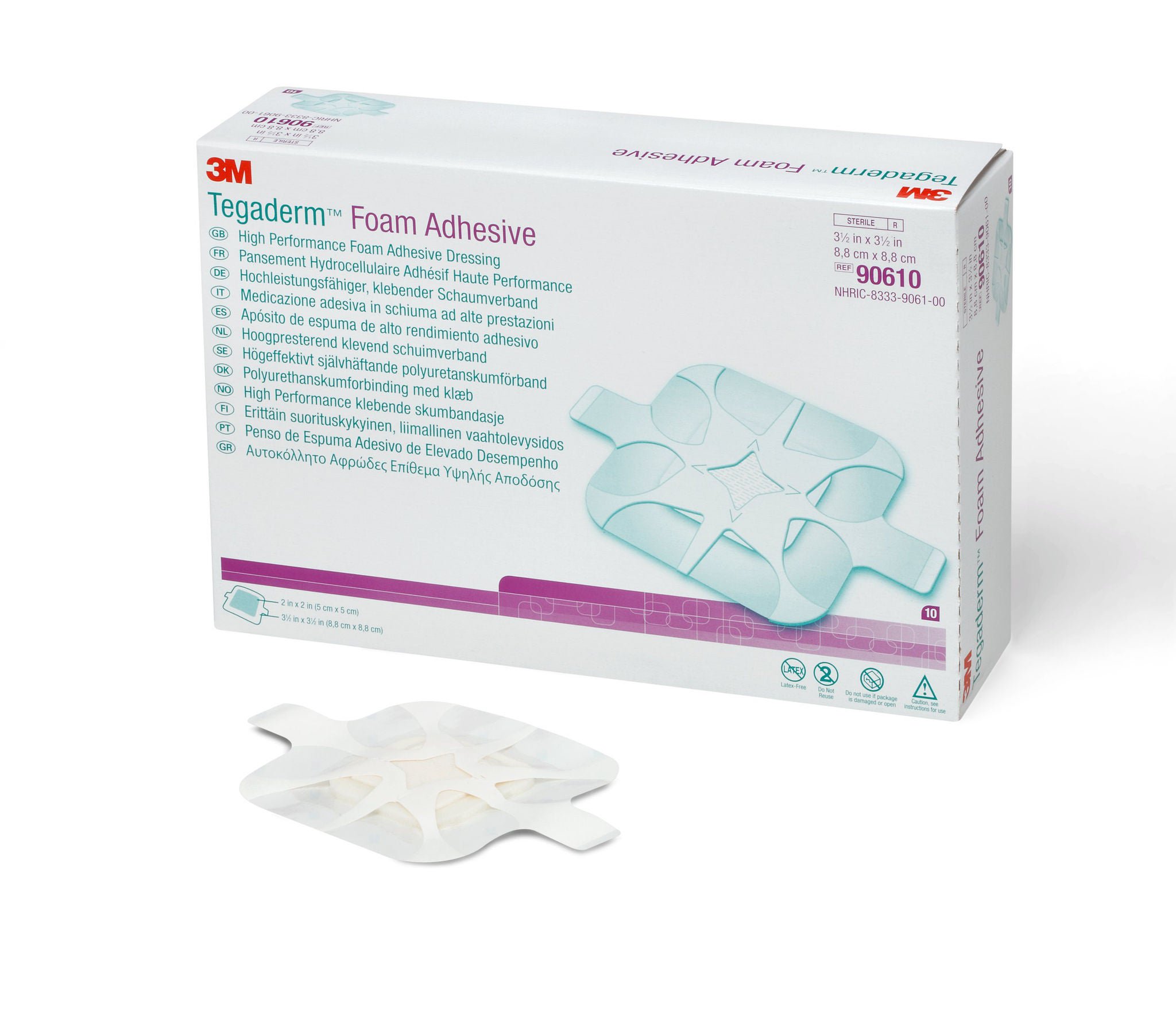 3M™ Tegaderm™ High Performance Adhesive with Border Foam Dressing, 3½ x 3½ Inch
