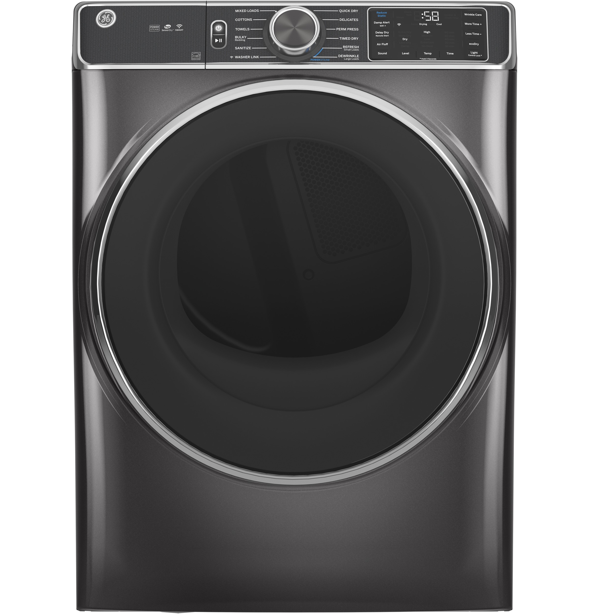 GE® ENERGY STAR® 7.8 cu. ft. Capacity Smart Front Load Gas Dryer with Steam and Sanitize Cycle