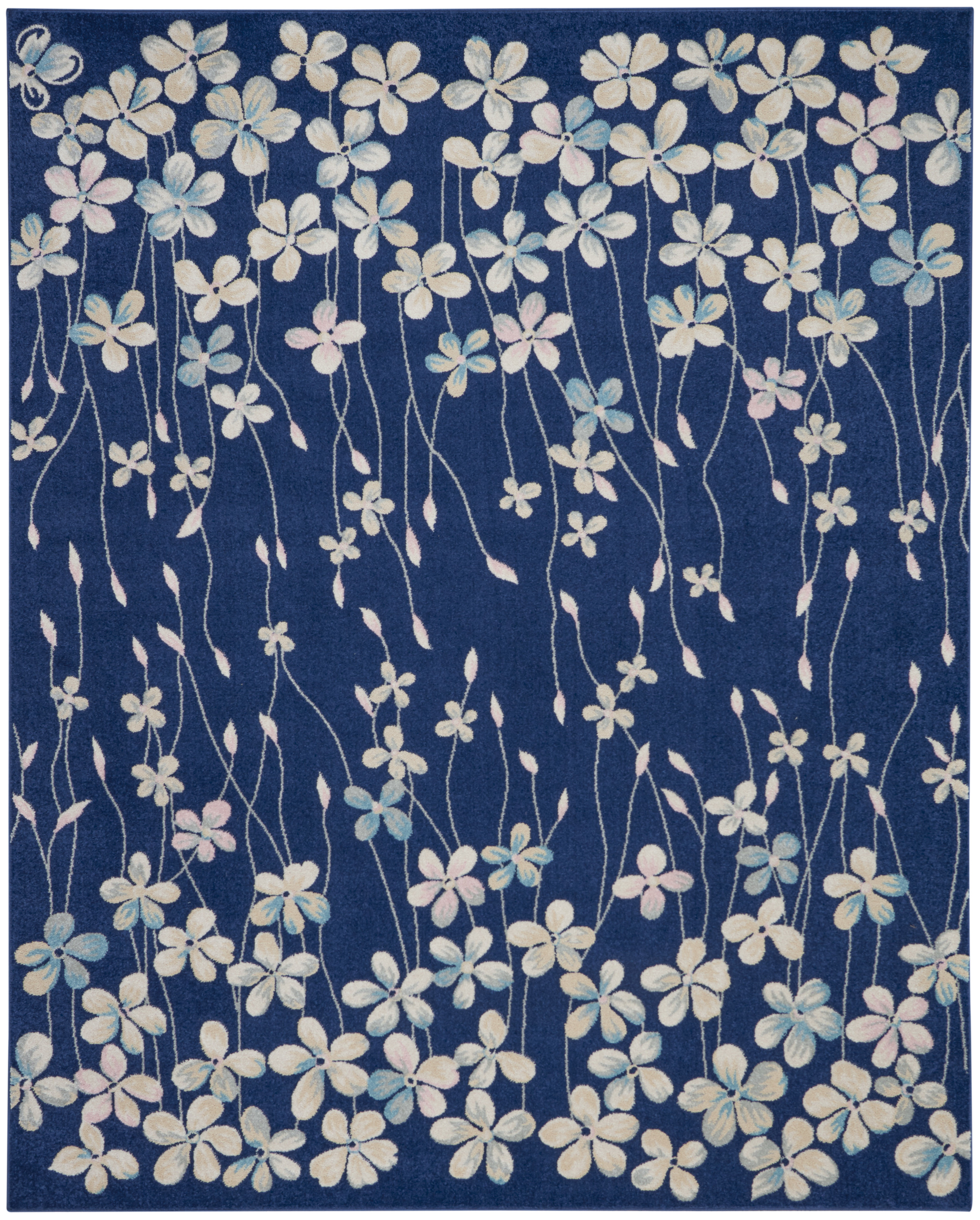Nourison Tranquil 8'10" x 11'10" Navy Contemporary Indoor Rug