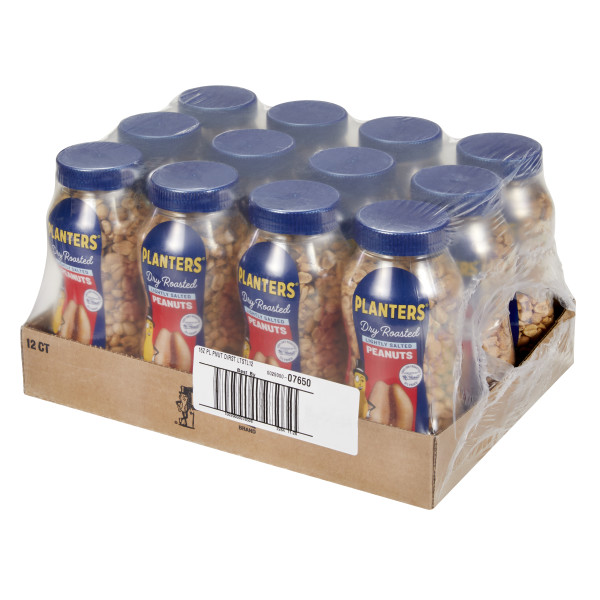 PLANTERS(r) Peanuts Dry Roast Lightly Salted 12/16oz . C1RA - Front Right Closed Case (Hi Res)