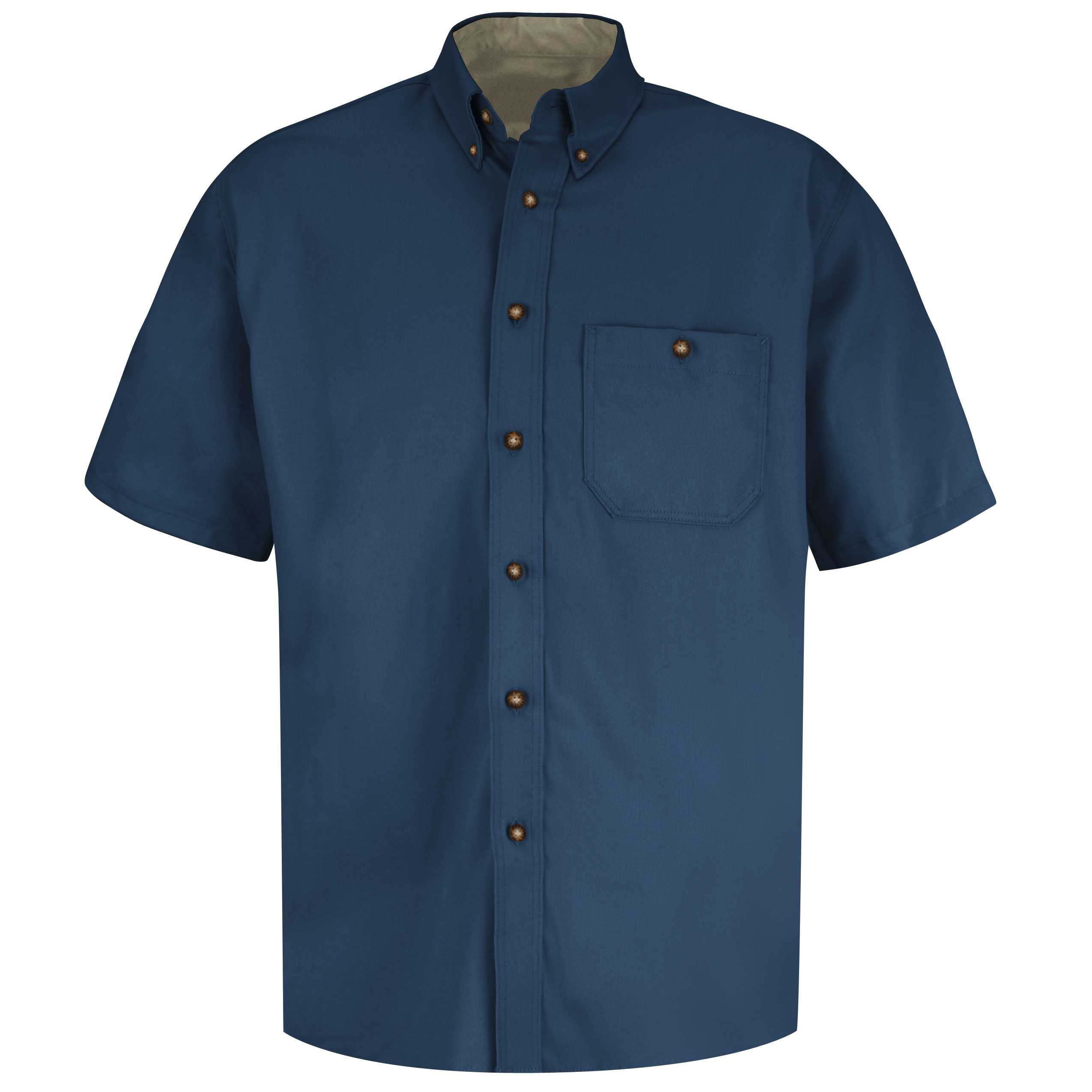 Men‘s Short Sleeve Cotton Contrast Dress Shirt-Red Kap