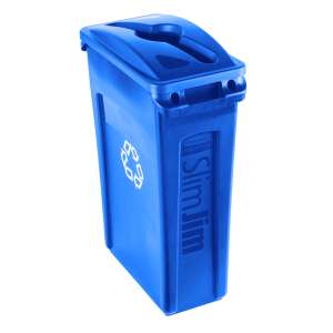 Rubbermaid Commercial, Slim Jim, Rectangular, Polypropylene, 16 gal, Blue, Receptacle Lid