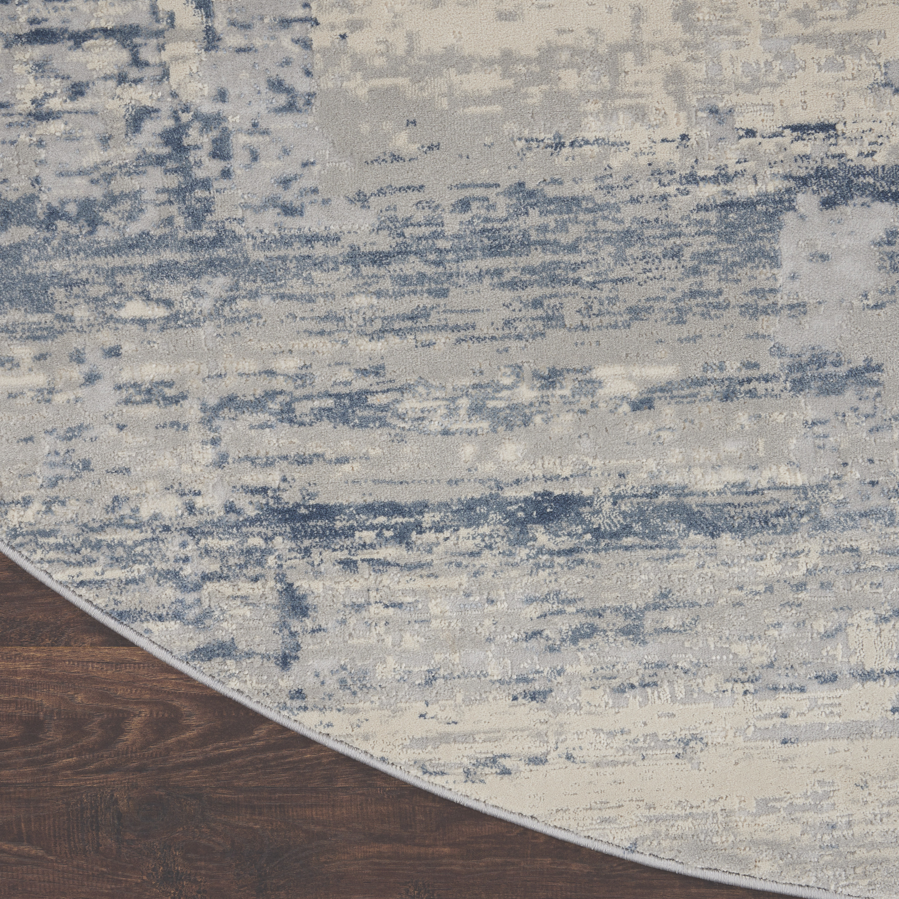 Nourison Rustic Textures 5'3" x Round Ivory Blue Modern Indoor Rug