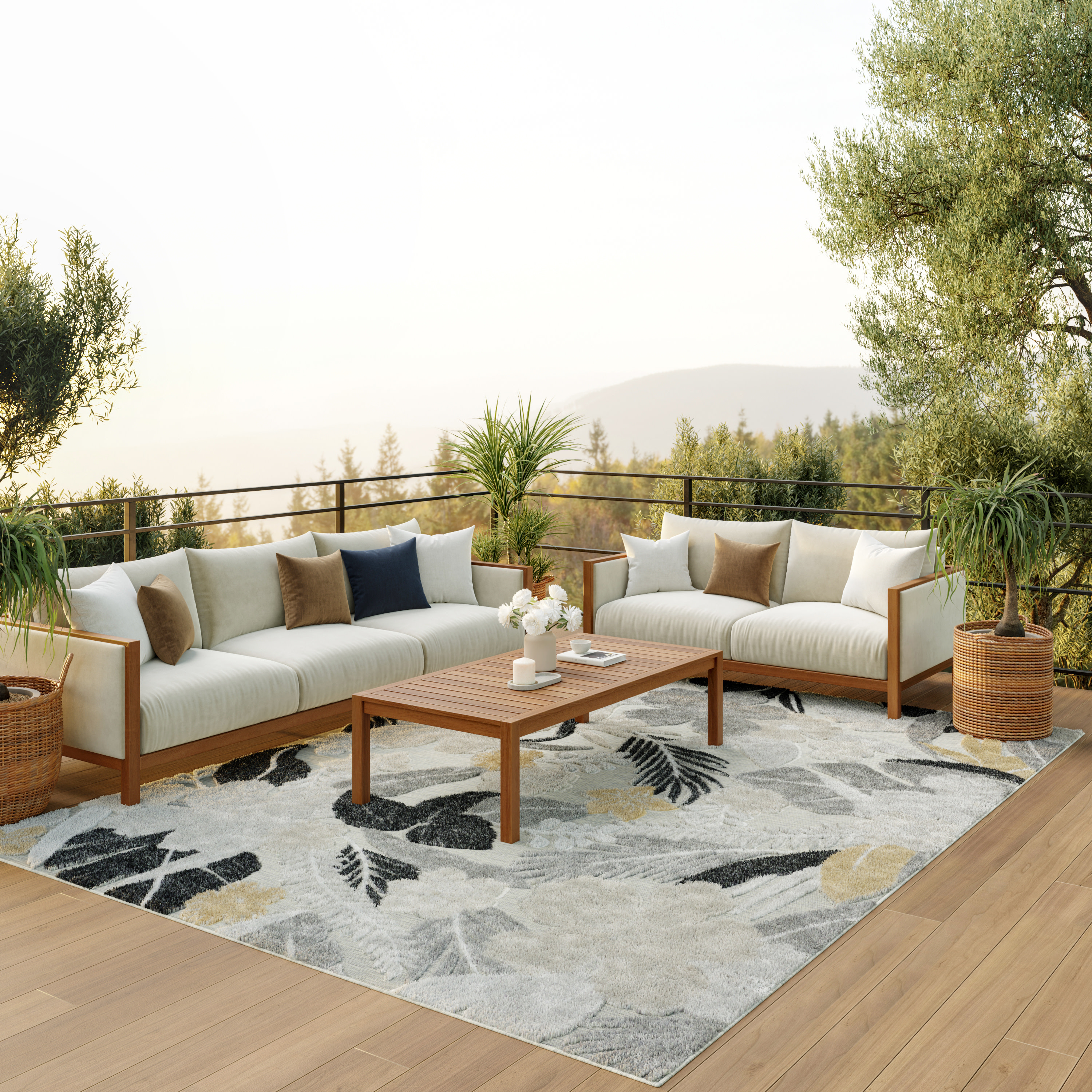 Nourison Suncoast 9' x 12' Grey Tropical Rug