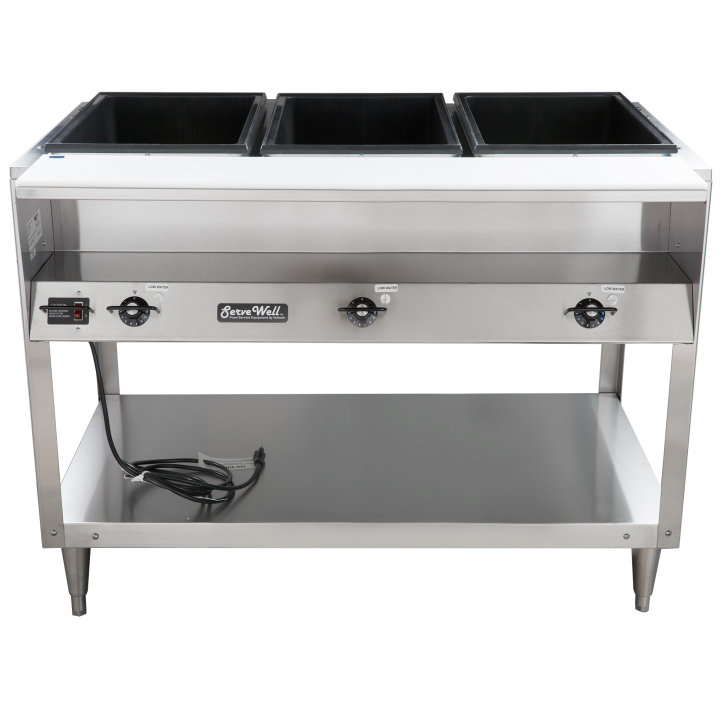 120-volt 1440-watt three-well Servewell® stainless steel hot-food table