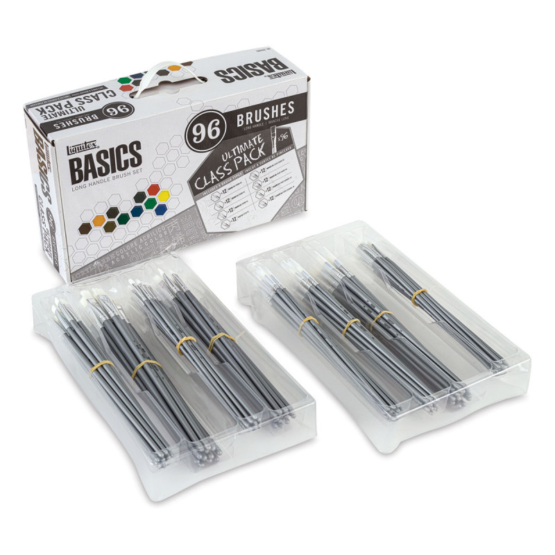 BASICS Brush Class Pack, Assorted Brush Types and Sizes, Set of 96