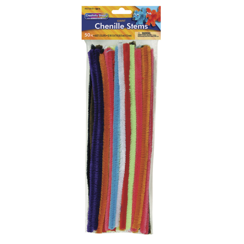 Giant Stems, Assorted Colors, 12" x 12 mm, 50 Pieces