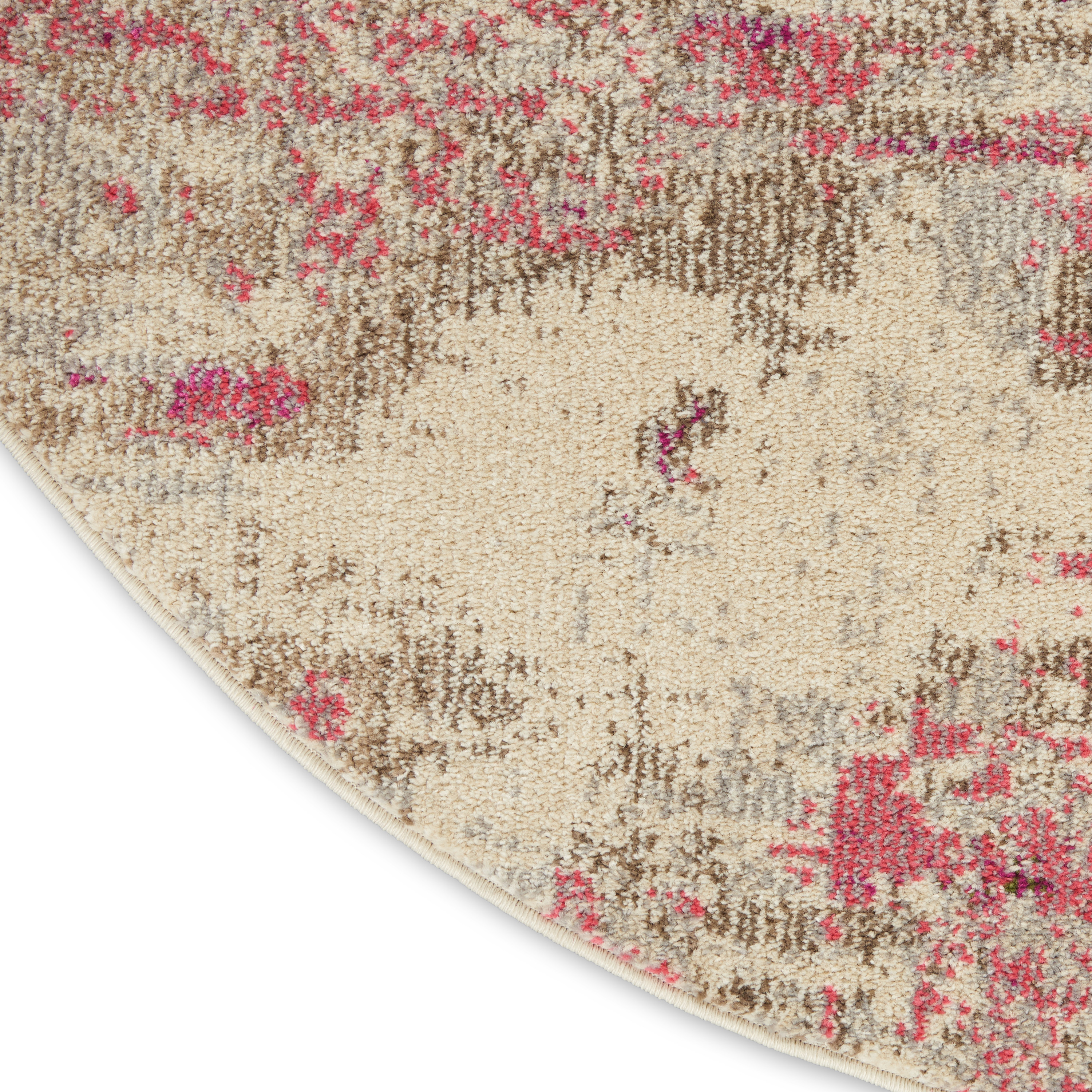 Nourison Celestial 4' x Round Ivory Pink Modern Indoor Rug