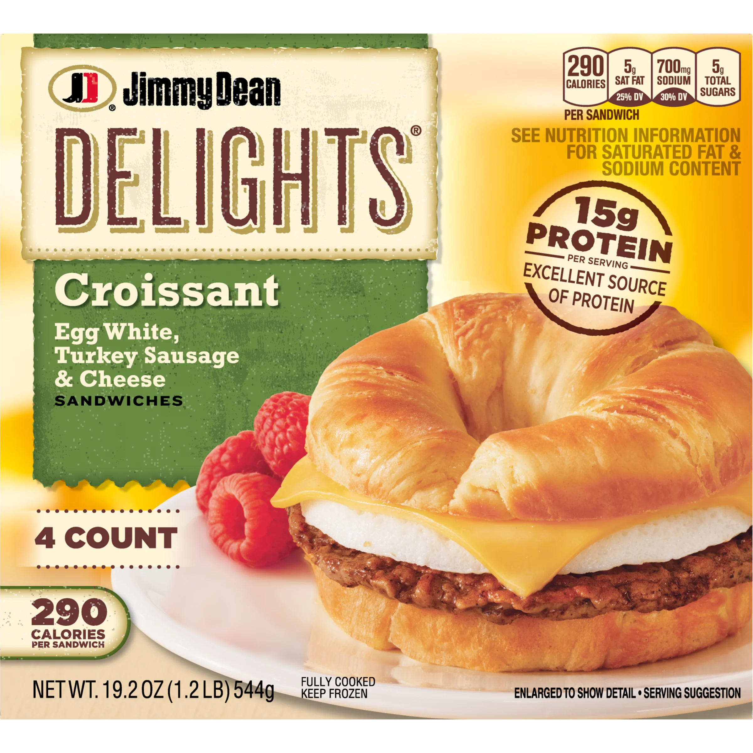Delights Turkey Sausage, Egg White & Cheese Croissant Sandwiches