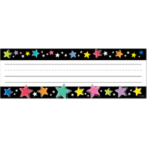 Star Bright Colorful Stars on Black Name Plates, Pack of 36
