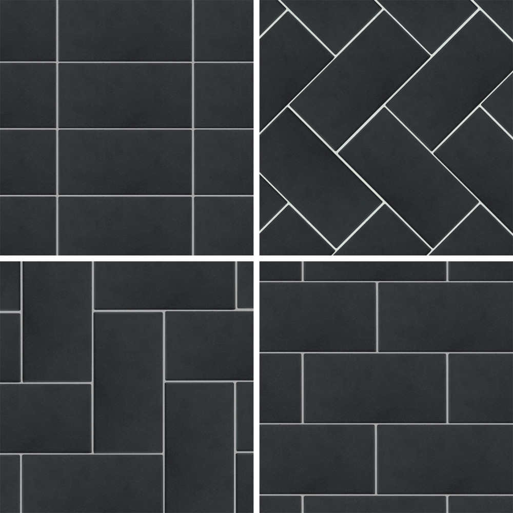 Piscina Matte Black with BioTech 9-5/8 in. x 19-1/2 in. Porcelain Floor and Wall Tile