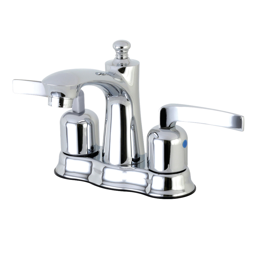 Double-Handle 4" Centerset Bathroom Faucet with Pop-Up Drain, Polished Chrome with 3 Finish Options