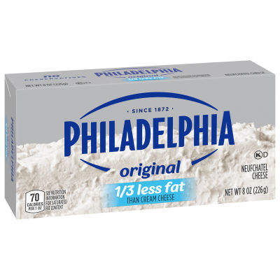 Philadelphia Cream Cheese 1/3 Less Fat than Cream Cheese, 8 oz Brick