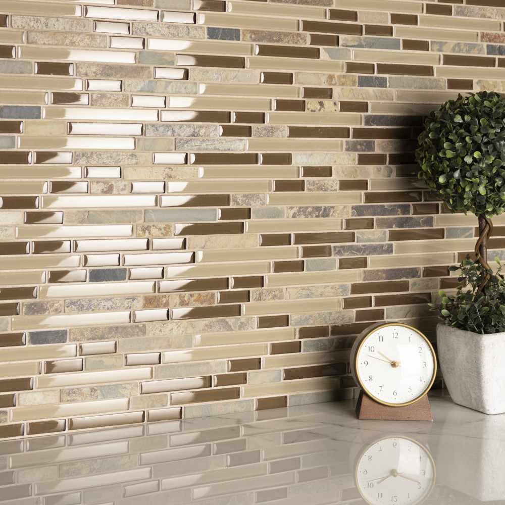 Tessera Piano Brixton 11-3/4 in. x 11-7/8 in. Glass Mosaic Tile