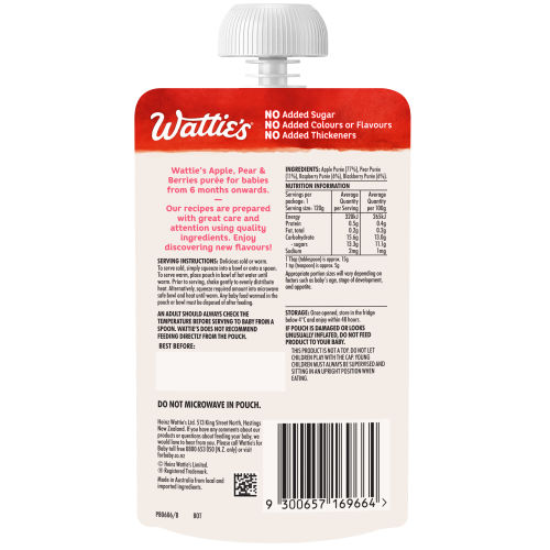  Wattie's® Apple Pear Berries 120g 6+ months 
