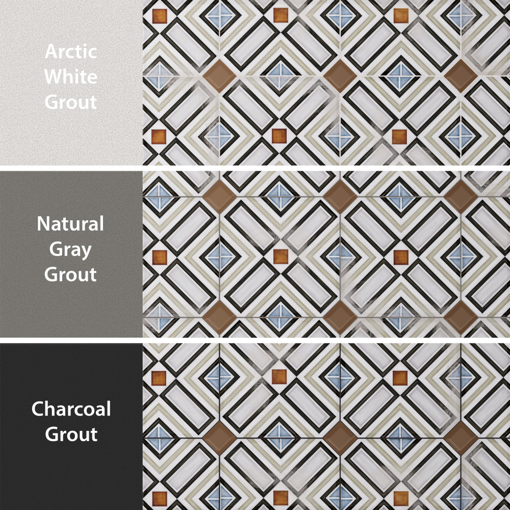 Vaudeville Octagon Deco Ritter with Taco Marron 7-7/8 in. x 7-7/8 in. Porcelain Floor and Wall Tile