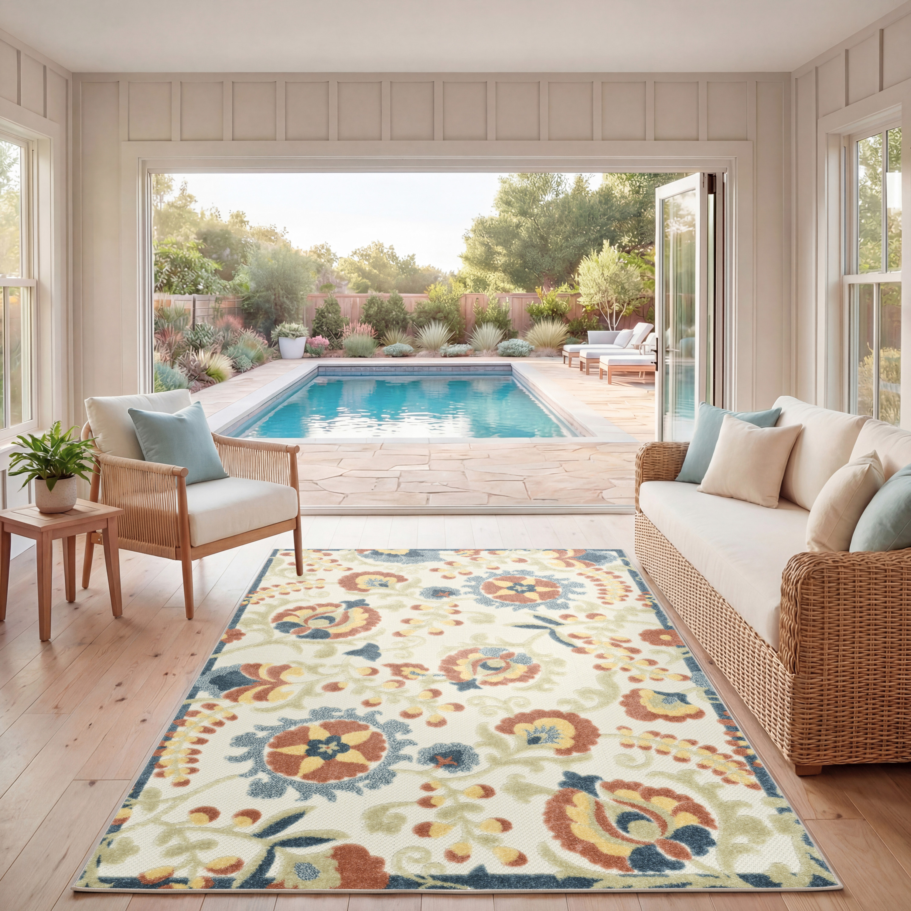 Nourison Aloha 5'3" x 7'5" Grey Multicolor Farmhouse Rug