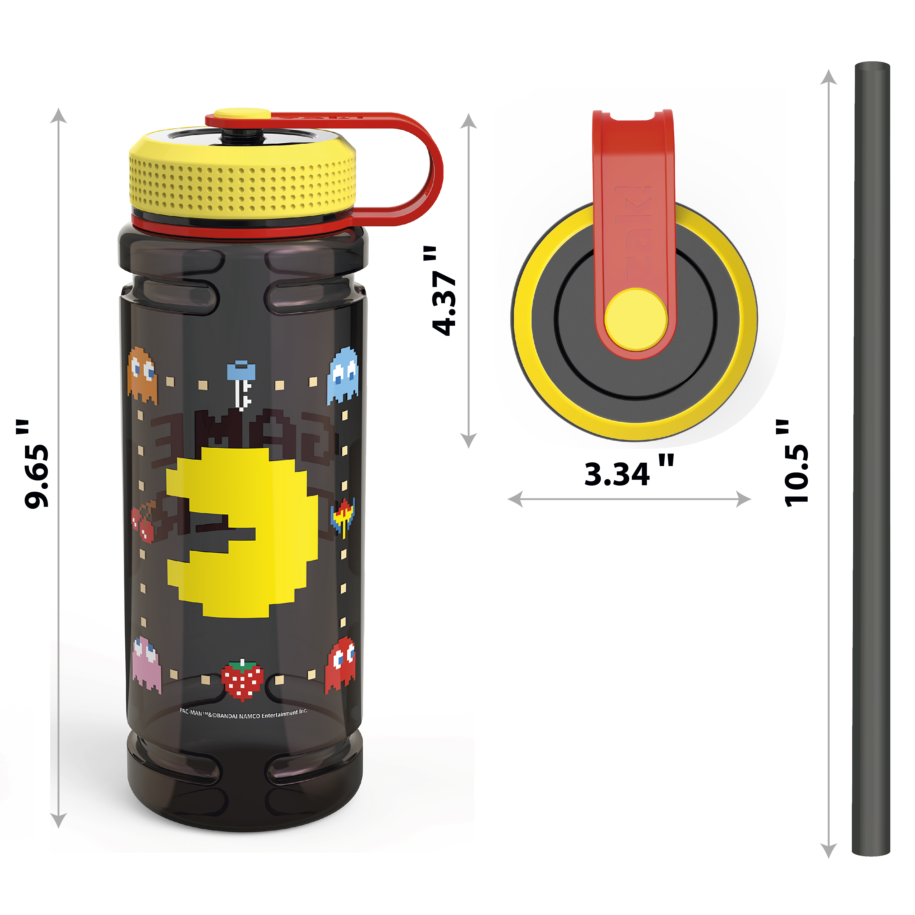 Pac Man 36 ounce Reusable Plastic Water Bottle, Pac Man and Ghosts slideshow image 5