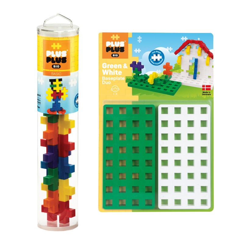 Plus-Plus® BIG 15-Piece Basic Mix Tube & Baseplate Bundle