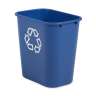 Rubbermaid Commercial, Recycling, 7 gal, Resin, Blue, Rectangle, Receptacle