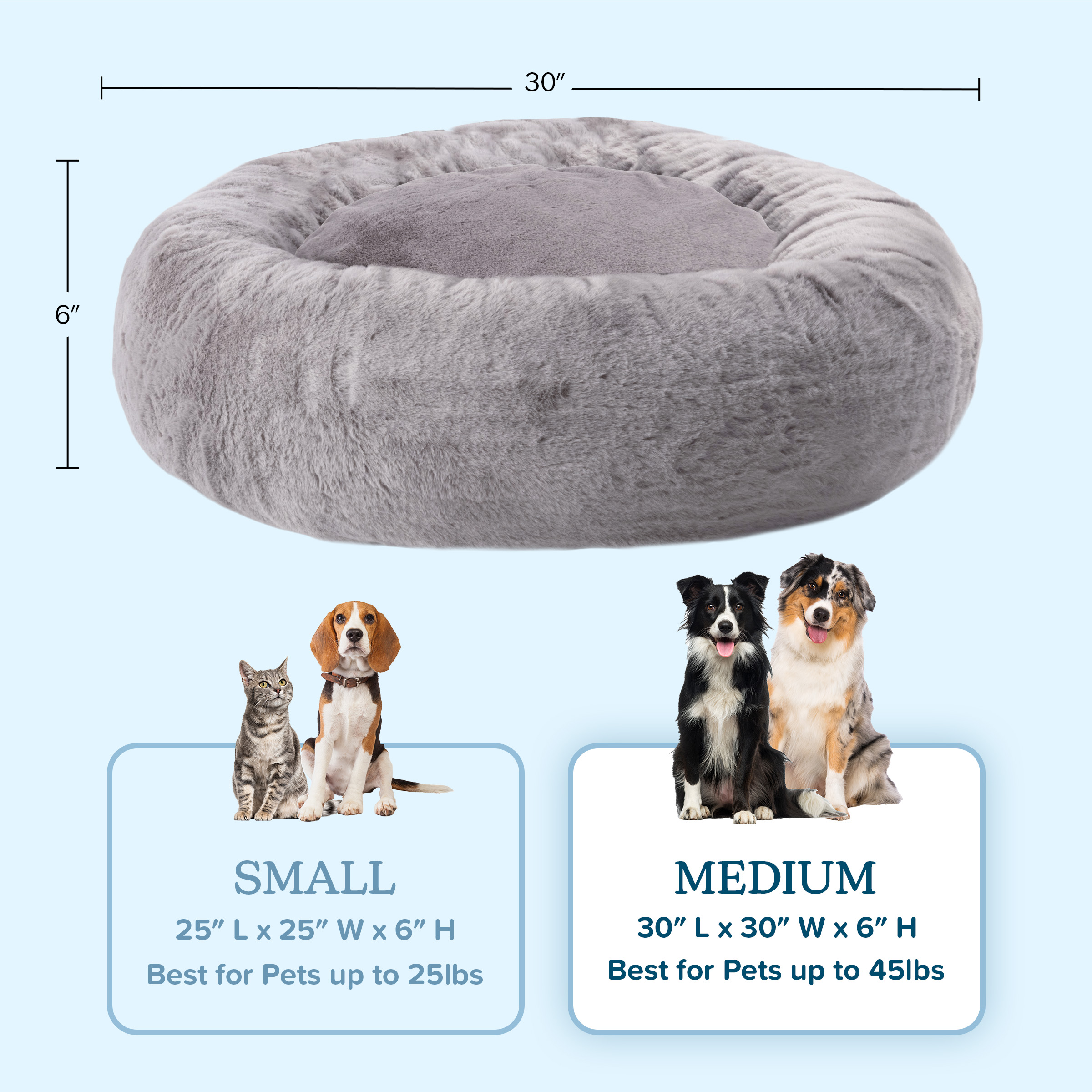 PETMAKER 30in Donut Dog Bed Cat Bed for Medium Pets, Puppy Essentials