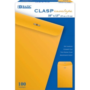 Clasp Envelope, 10" x 13", Box of 100