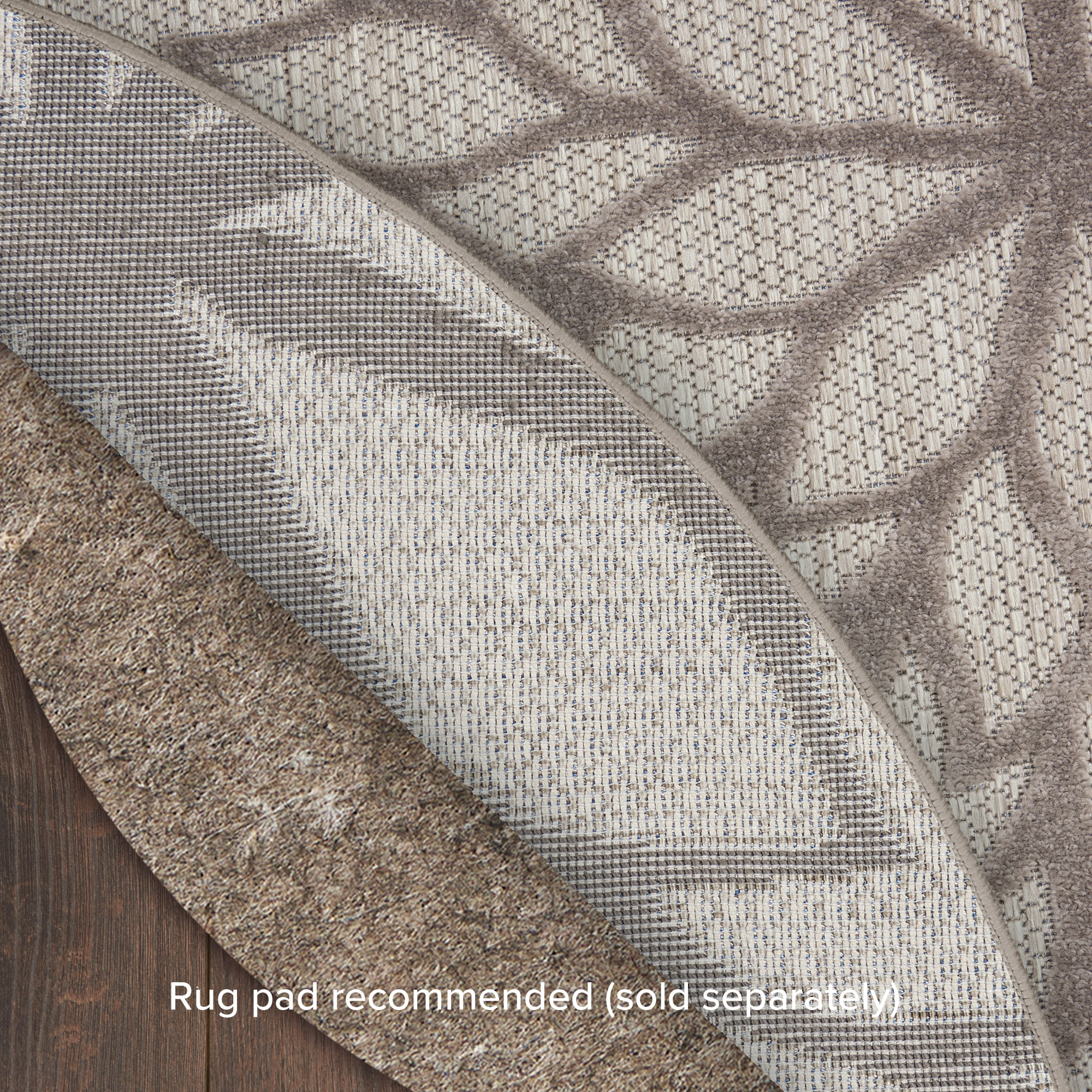 Nourison Aloha 5'3" x Round Silver Grey Tropical Rug