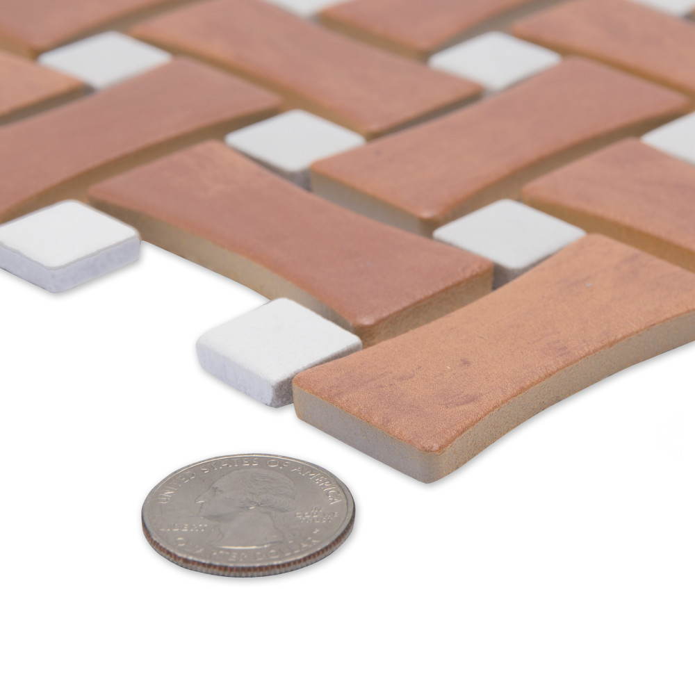 Sentier des Cotto Dog Bone Bsktwv with White Dot 10 in. x 10 in. Porcelain Mosaic Tile