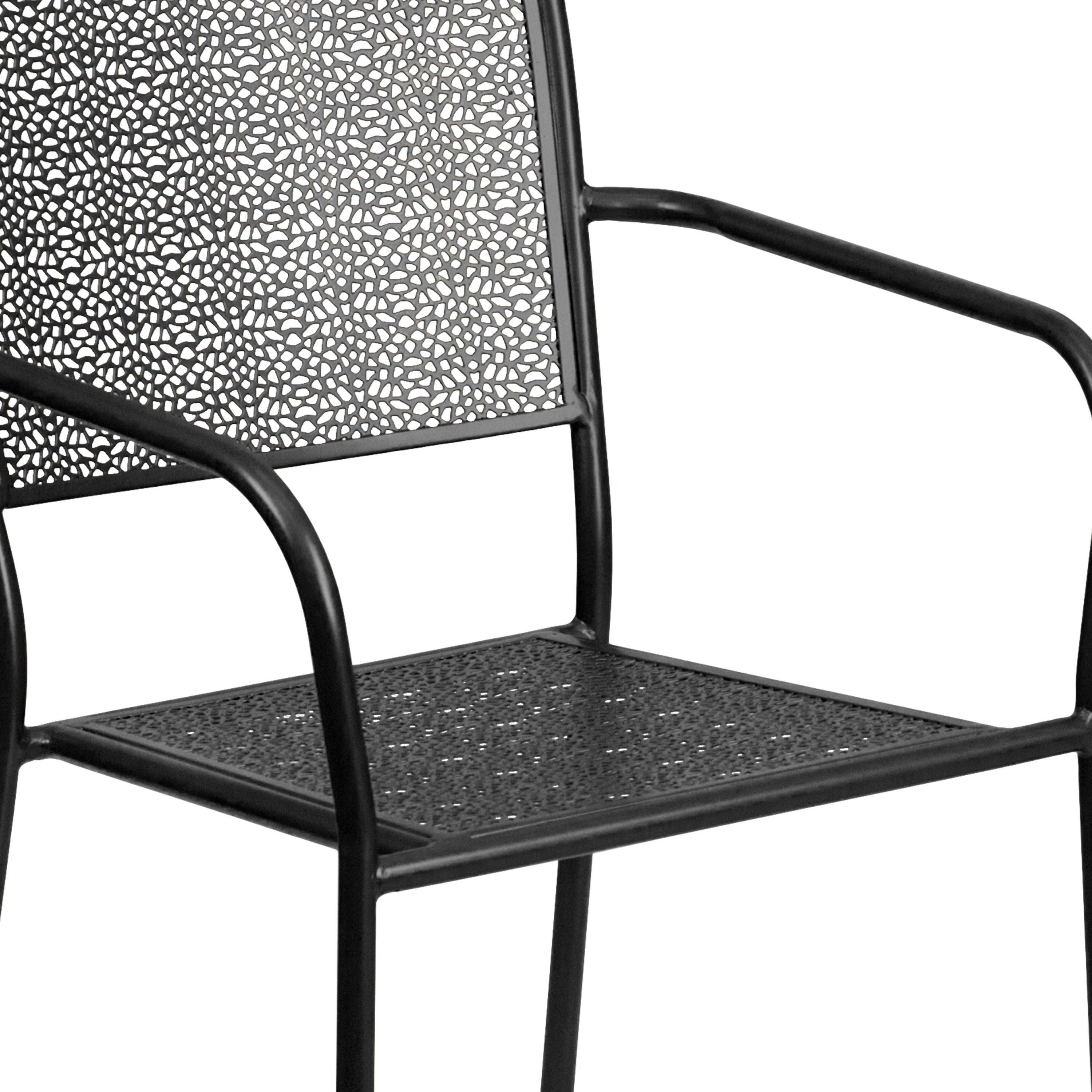 Commercial Grade Sky Blue Indoor-Outdoor Steel Patio Arm Chair with Square Back - Picture 49 of 61