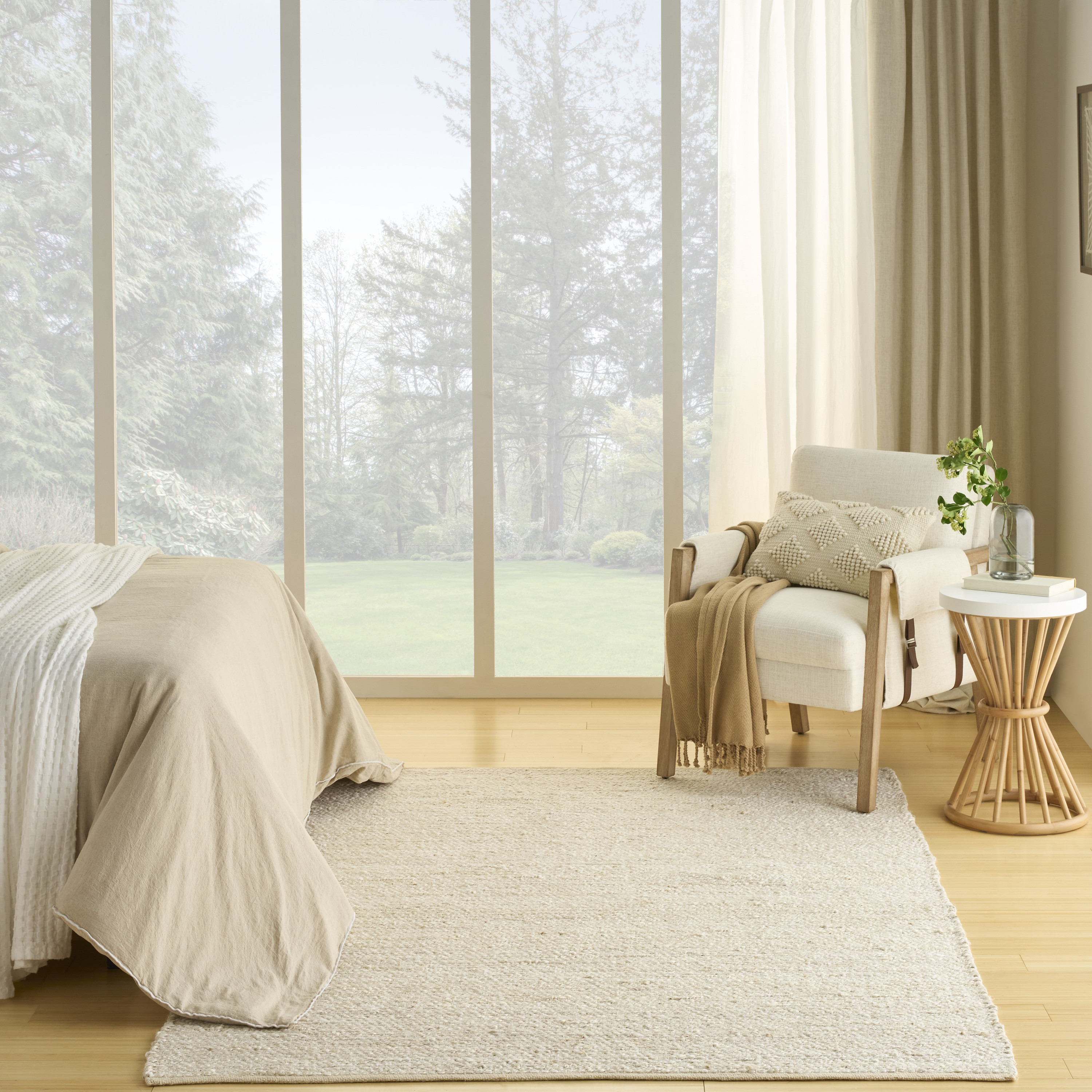 Nourison Natural Jute 5' x 7' Ivory Farmhouse Indoor Rug