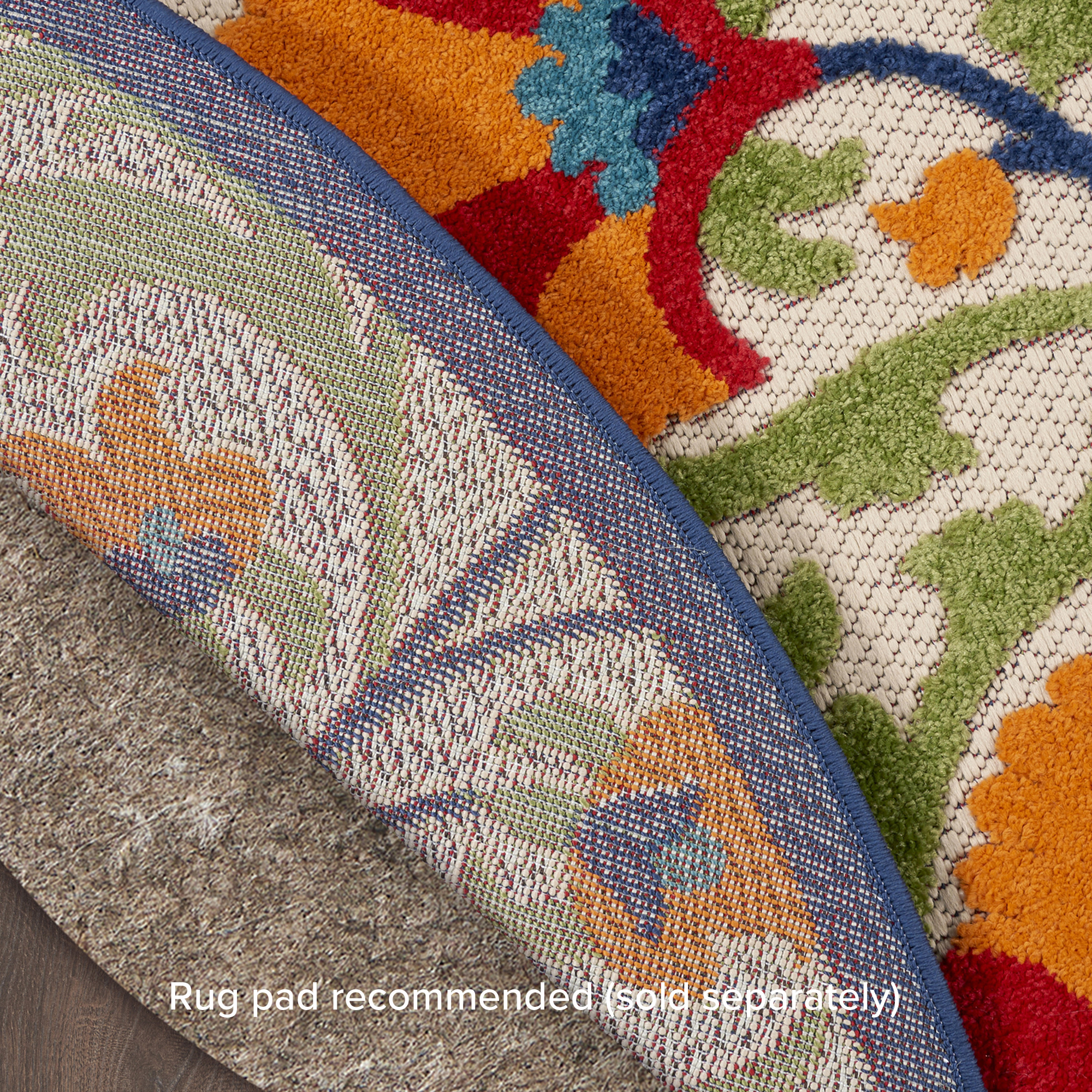 Nourison Aloha 7'10" x Round Red Multicolor Transitional Rug