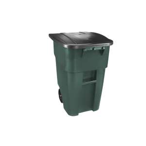Rubbermaid Commercial, BRUTE®, Rollout, 50gal, Resin, Green, Rectangle, Receptacle