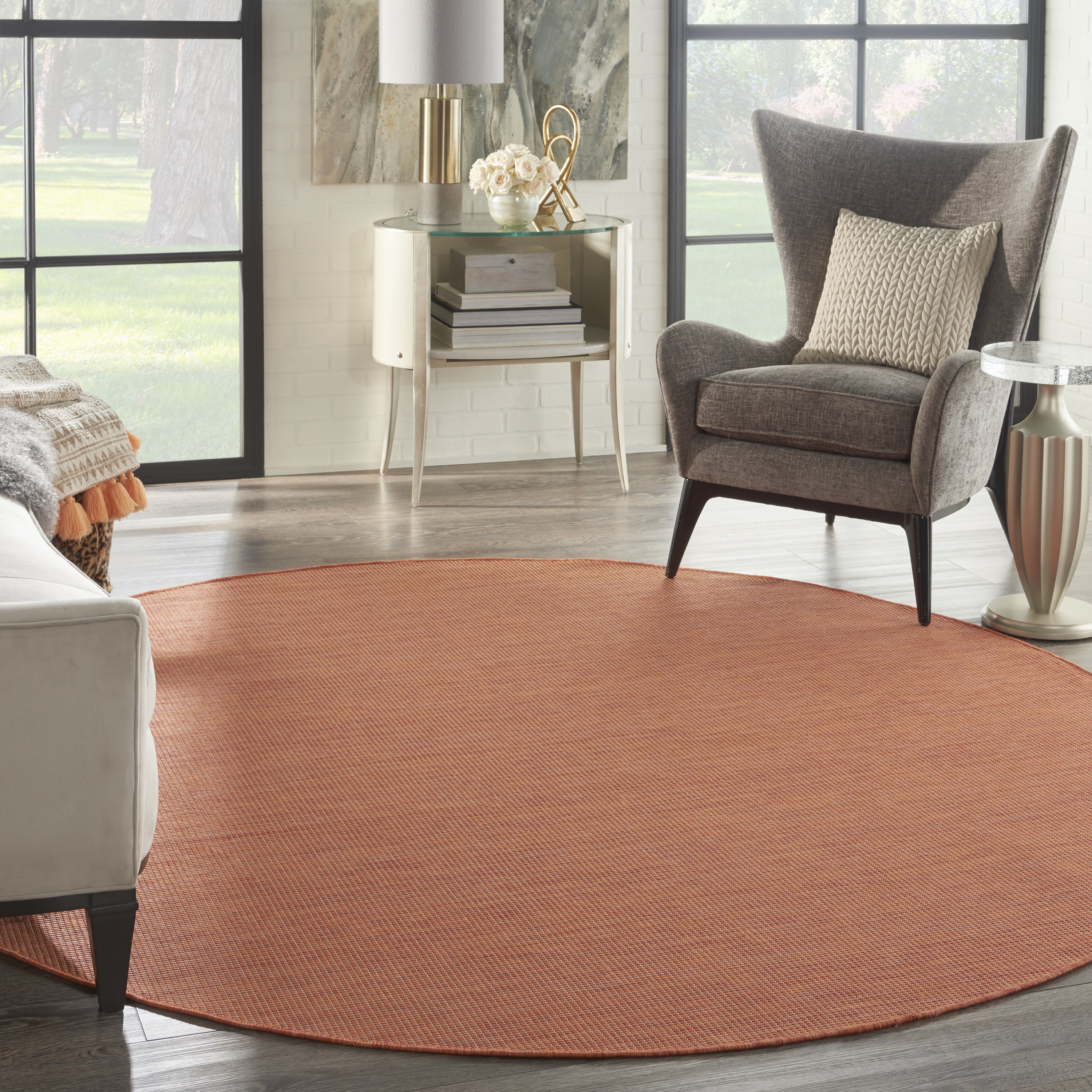 Nourison Positano 8' x Round Terracotta Modern Rug