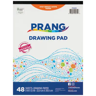Prang (Formerly Art Street) Drawing Paper Pad, White, Standard Weight,  9" x 12", 48 Sheets