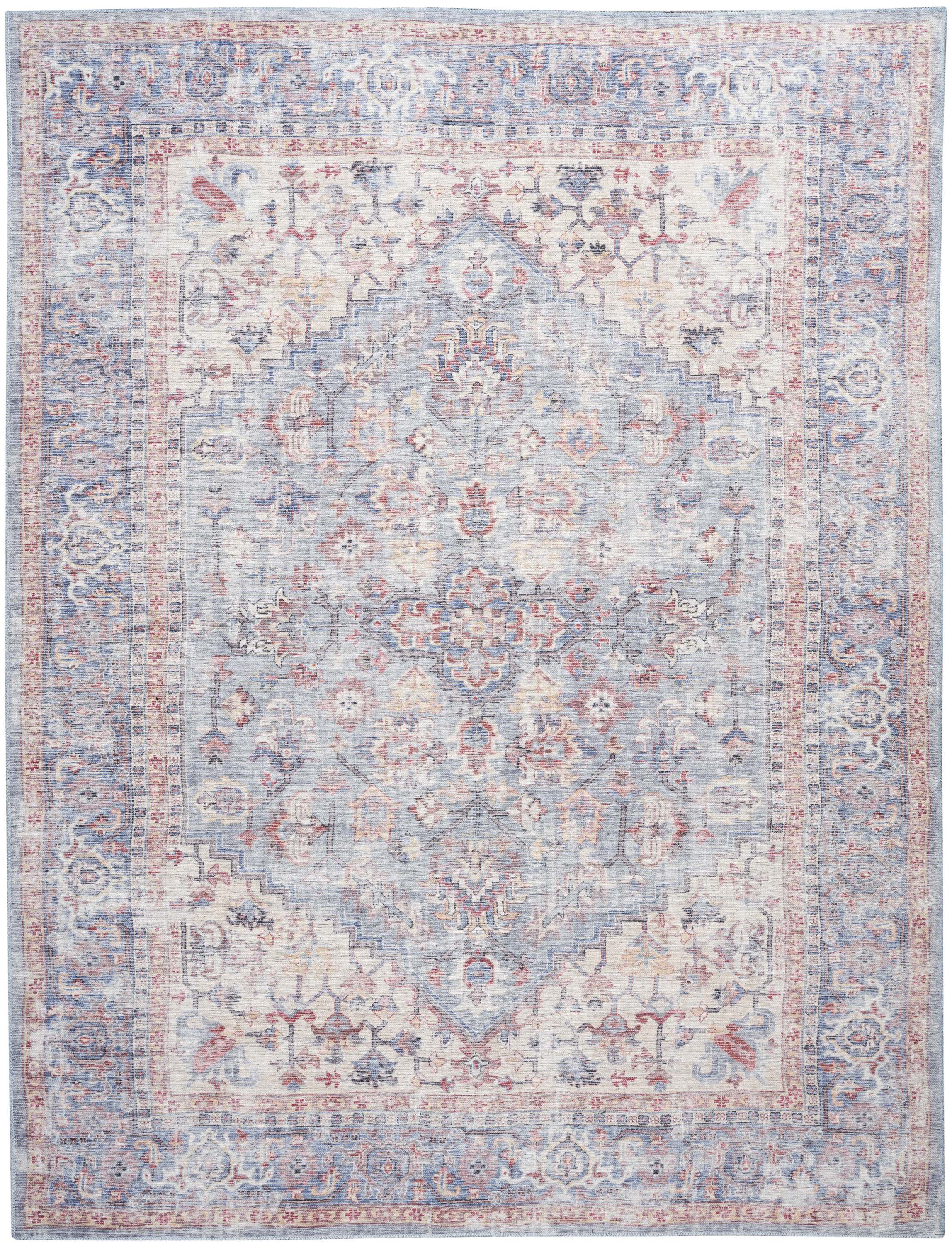 Nourison New Concept Washables 7'10" x 9'10" Blue Multicolor Vintage Indoor Rug