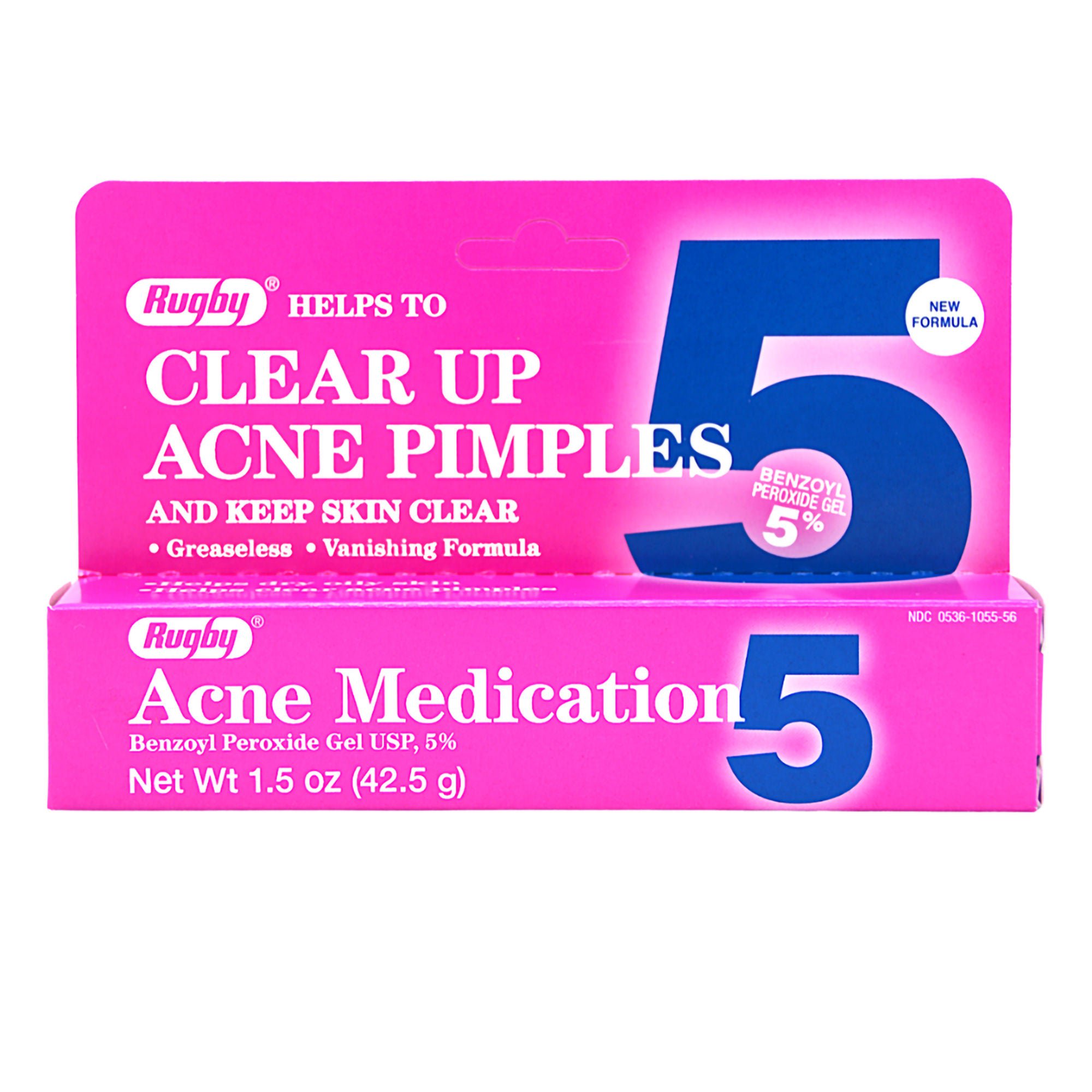 Rugby® Clear Up Acne Pimples, 5% Benzoyl Peroxide, 1.5-ounce tube