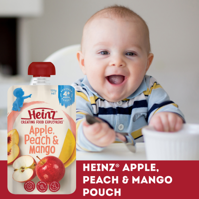 Heinz Apple, Peach & Mango Baby Food Pouch 4+ months 120g 