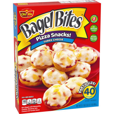 Bagel Bites Three Cheese Mini Bagel Pizza Snacks, 40 ct Box