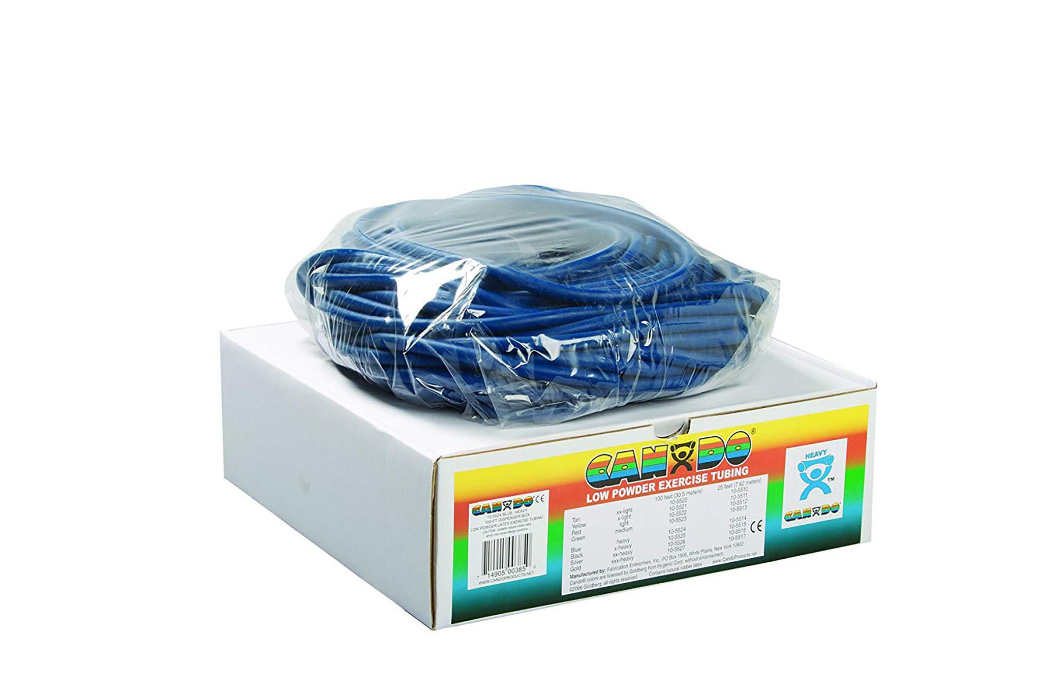 CanDo® Low Powder Exercise Resistance Tubing, Blue, 100', Heavy Resistance