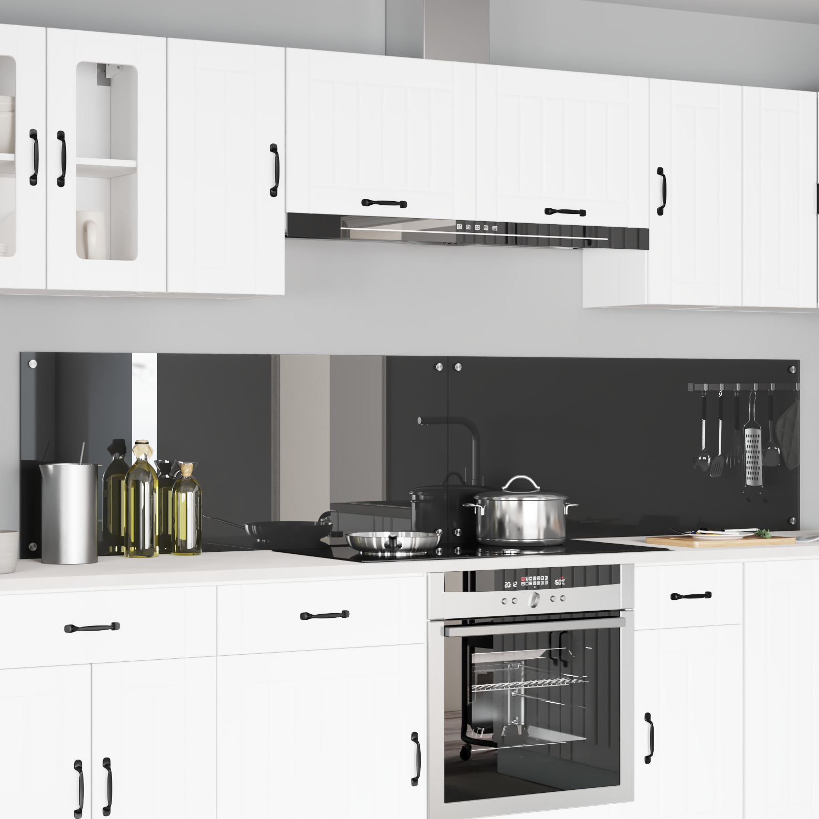 Keukenachterwand 2 pcs Donkergrijs 120 x 50 cm gehard glas image 2