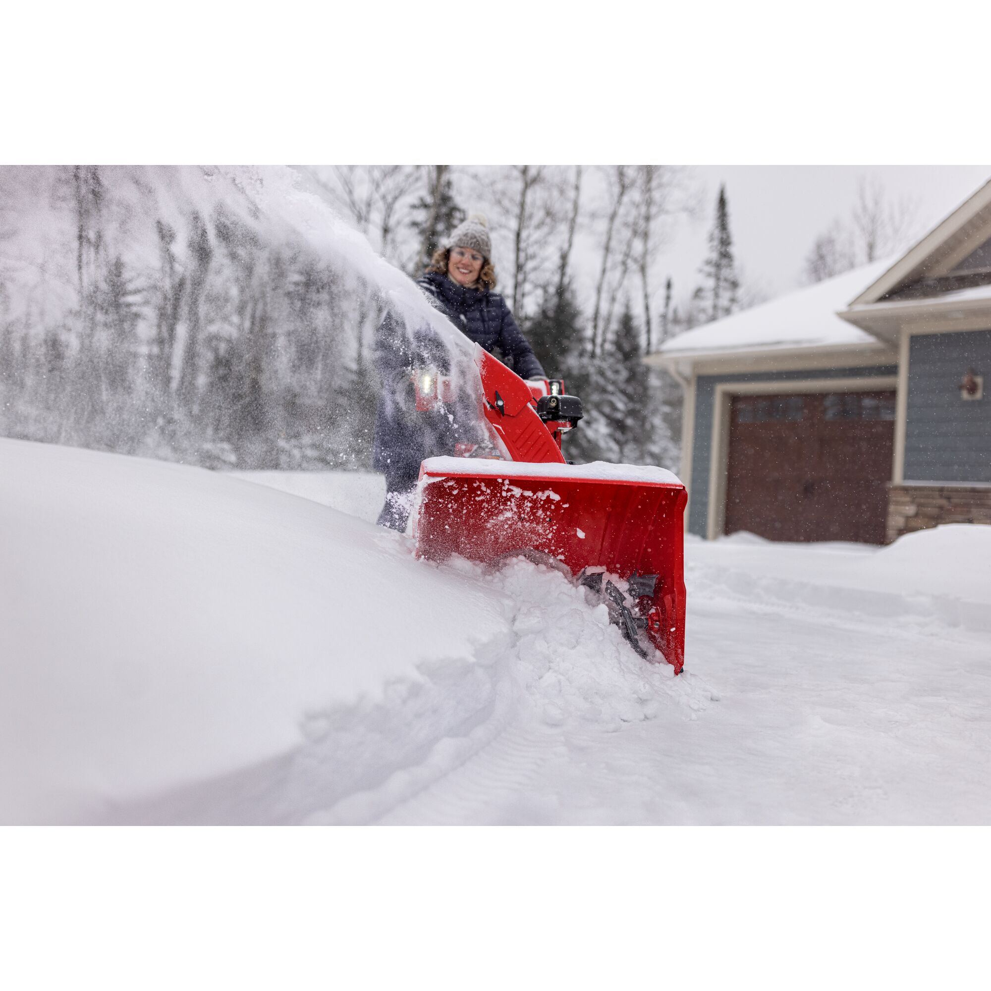 CRAFTSMAN Performance 26 V20* Start Gas Snow Blower clearing driveaway near house