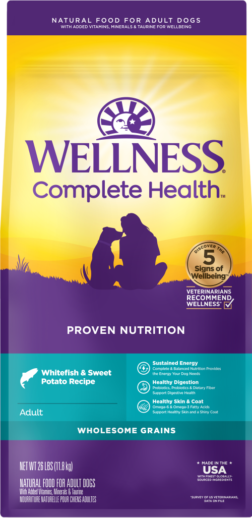 Wellness Complete Health Grained Whitefish & Sweet Potato Front packaging