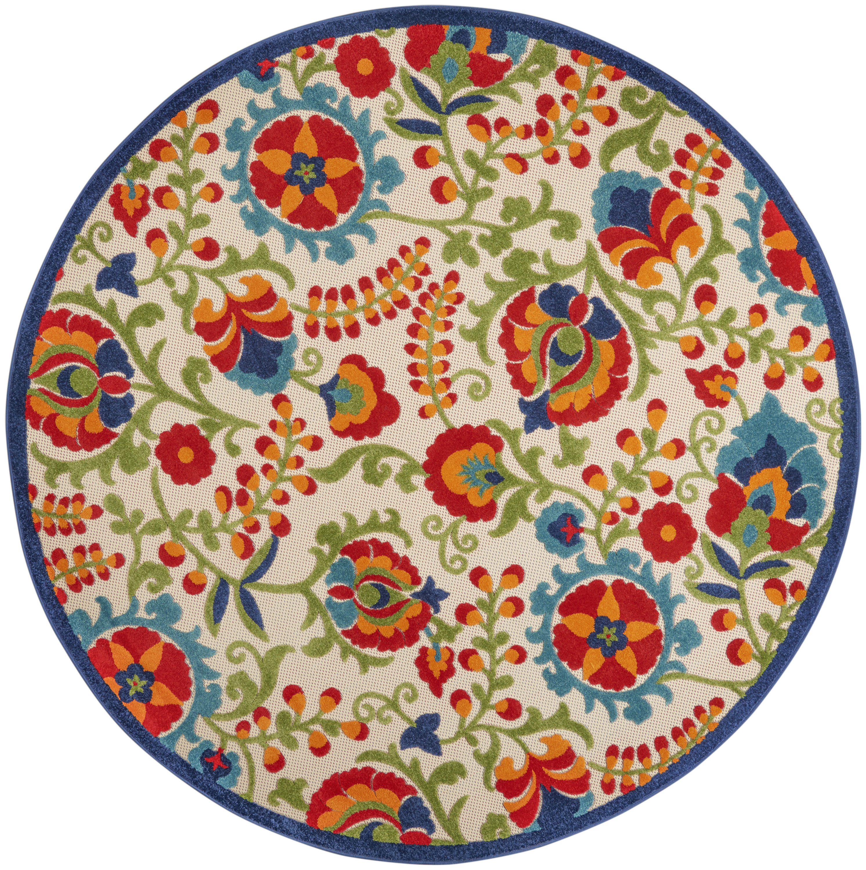 Nourison Aloha 7'10" x Round Multicolor Farmhouse Rug