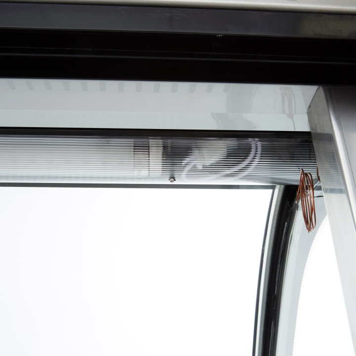 48-inch-wide 120-volt curved front Cayenne® refrigerated drop-in display case with rear access