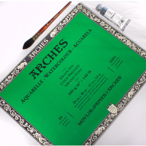 Aquarelle Watercolor Paper Block, Cold Press, Natural White, 140 lb (300 gsm), 20 Sheet, 11x14 in, 1 Count